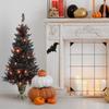 4 ft. Black Entrance Tree with String of Orange Lights view 2