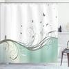 Ambesonne Abstract Shower Curtain, Illustration Floral Victorian Style Curvy Lines Wave Butterfly Design, Cloth Fabric Bathroom Decor Set with Hooks, 84" Long Extra, Pale Teal view 1