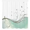 Ambesonne Abstract Shower Curtain, Illustration Floral Victorian Style Curvy Lines Wave Butterfly Design, Cloth Fabric Bathroom Decor Set with Hooks, 84" Long Extra, Pale Teal view 2