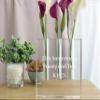 Badash Personalized Triple Play Handcrafted Triple Flower 7x7 Square Crystal Bud Vase, Custom Engraved Glass Stem Vase for Three Flowers view 2
