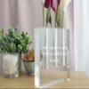 Badash Personalized Triple Play Handcrafted Triple Flower 7x7 Square Crystal Bud Vase, Custom Engraved Glass Stem Vase for Three Flowers view 3