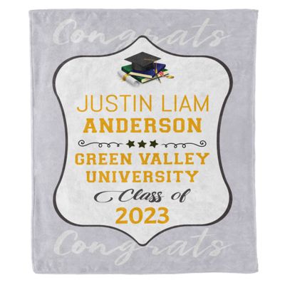 2024 Personalized Graduation Blanket, Custom Class Year Congratulations Gift, Gesture for The One Who is Achieving Success & Getting Graduated, Super Soft Blanket (Design 2, Queen- 60"x80" (Inches))