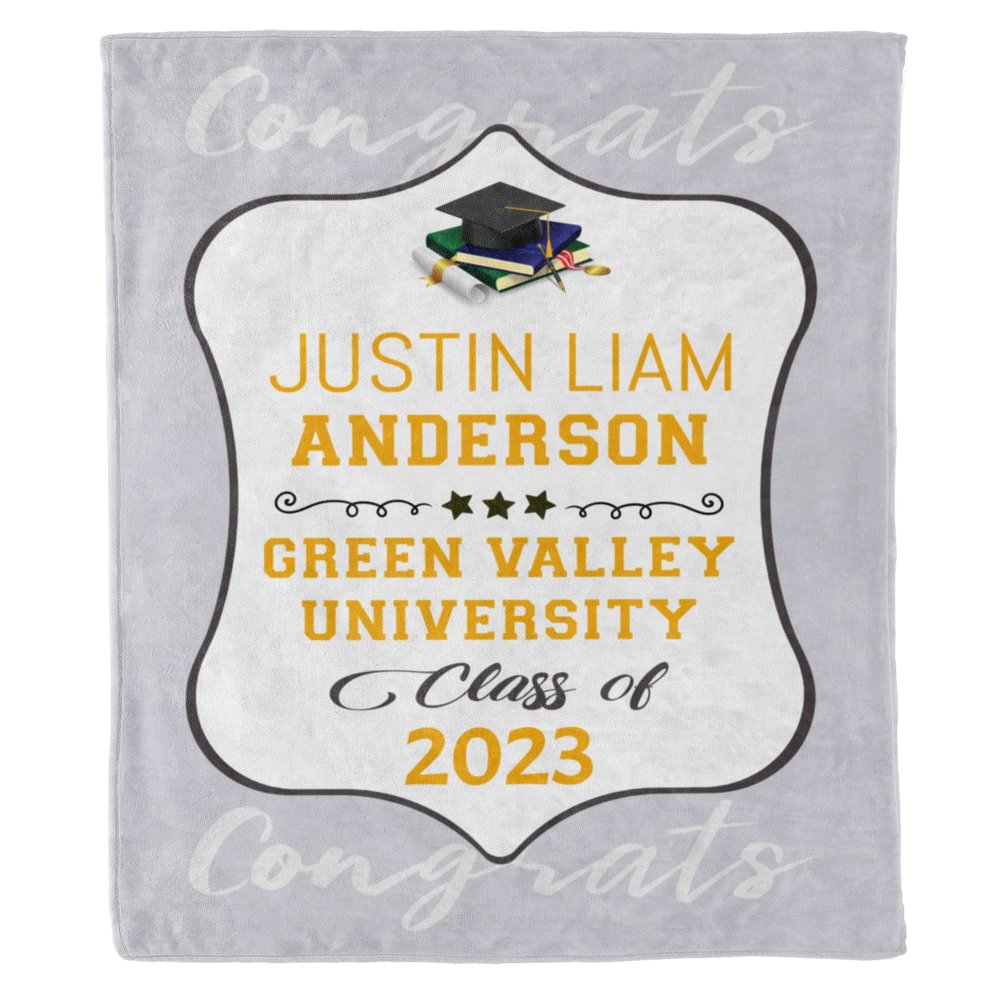 2024 Personalized Graduation Blanket, Custom Class Year Congratulations Gift, Gesture for The One Who is Achieving Success & Getting Graduated, Super Soft Blanket (Design 2, Queen- 60"x80" (Inches))
