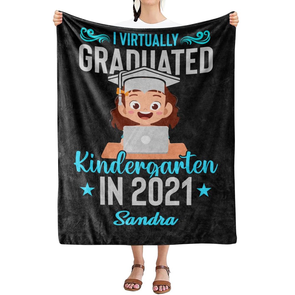 2024 Personalized Graduation Blanket, Custom Class Year Congratulations Gift Gesture for The One Who is Achieving Success & Getting Graduated, Super Soft Blanket