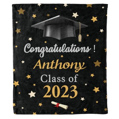 2024 Personalized Graduation Blanket, Custom Class Year Congratulations Gift Gesture for The One Who is Achieving Success & Getting Graduated, Super Soft Blanket Extra Small- 30"x40" (Inches)