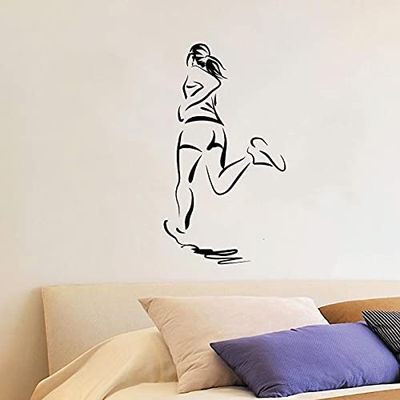 Woman Women Running Jog Quote Wall Sticker Room Vinyl Wall Art Decals Sport Activities/ Running Fitness Inspiration Training Home Gym Vinyl Stickers Motivational Wall Art Decoration Size (40x24 inch)
