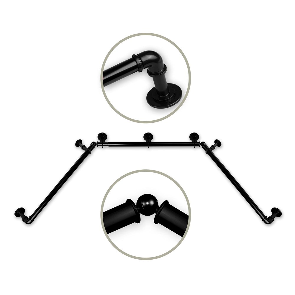 1" Pipe Bay Window Curtain Rod, Black