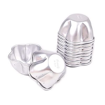 10pcs per lot Various Design Fluted Edge Wavy Flower Cup Boat Round Shape Aluminium Tart Mould Jelly Pudding Cup Cupcake Mold Baking (C17)