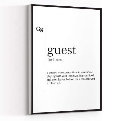 BATHROOM WALL ART,bathroom wall decor,paris decor for bedroom,Guest Definition Print Guest Room Print Guest Sign Guest Definition Guest Room Decor,16''x24'' Framed Modern Canvas Wall Art,