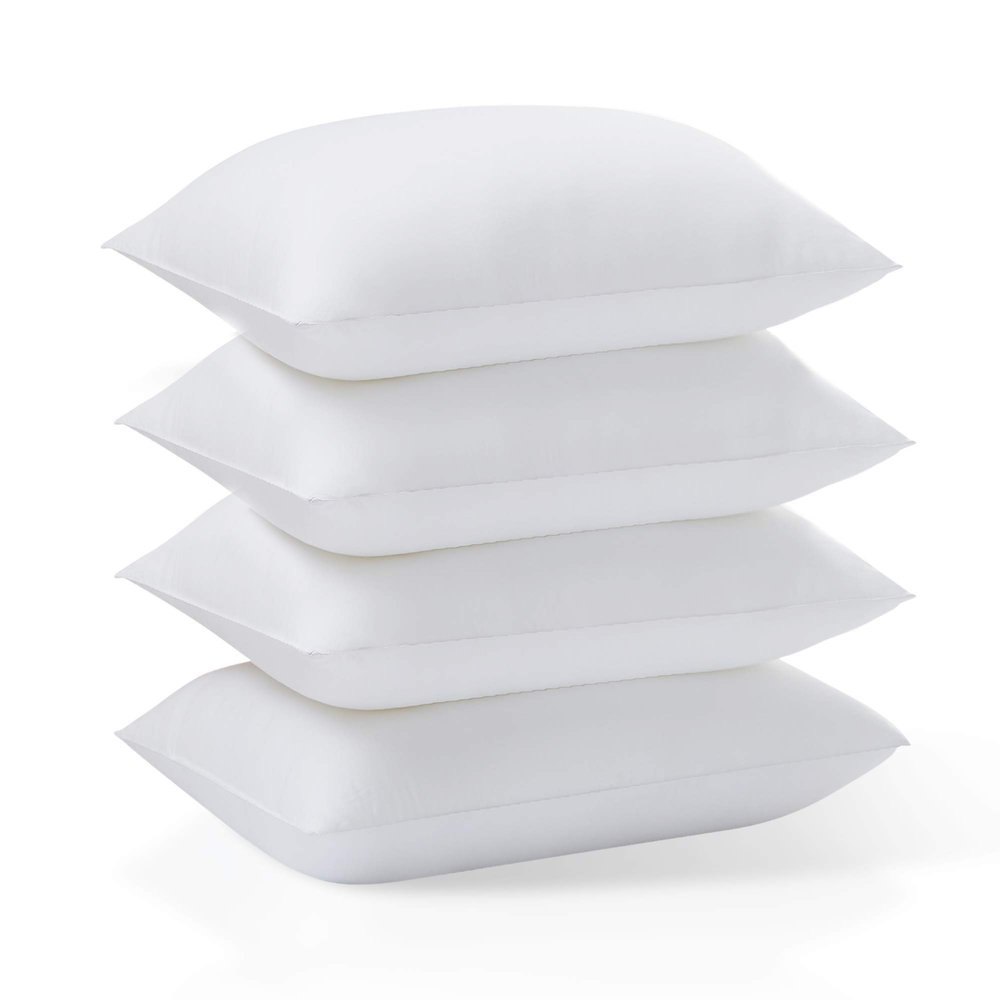 Acanva Hotel Quality Bed Pillows for Sleeping,Premium 3D Plush Fiber-Reduces Neck Pain,Breathable Cooling Cover Skin-Friendly, Queen (Pack of 4), White 4 Count