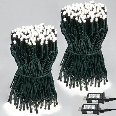 2-Pack 66FT 200 LED White Christmas String Lights Indoor Outdoor, Extendable Christmas Tree Lights with 13 Modes Twinkle Lights, Plug in Fairy String Lights for Xmas Tree Party Garden (Cool White)