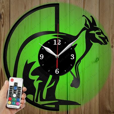 LED Vinyl Clock - Light Vinyl Wall Clock - Kangaroo - Original Gift Custom - Art LED Clock Design - Personalised LED Vinyl Record Wall Clock - Unique LED Light Home Decor