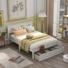 Harper & Bright Designs Full Size Platform Bed, with Storage Drawers, Wooden Full Size Platform Bed with Headboard for Kids Boys Girls Teens Adults, No Box Spring Needed, Easy Assembly, White view 1