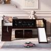 Harper & Bright Designs Low Loft Bed with Slide and Two Storage Boxes, Chalkboard, Wood Twin Size Loft Bed with Climbing Frame and Rope (Espresso, Loft Bed) view 1