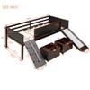 Harper & Bright Designs Low Loft Bed with Slide and Two Storage Boxes, Chalkboard, Wood Twin Size Loft Bed with Climbing Frame and Rope (Espresso, Loft Bed) view 2