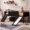 Harper & Bright Designs Low Loft Bed with Slide and Two Storage Boxes, Chalkboard, Wood Twin Size Loft Bed with Climbing Frame and Rope (Espresso, Loft Bed) view 3