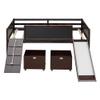 Harper & Bright Designs Low Loft Bed with Slide and Two Storage Boxes, Chalkboard, Wood Twin Size Loft Bed with Climbing Frame and Rope (Espresso, Loft Bed) view 4
