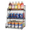 X-cosrack Stackable Wire Basket 3 Tier Countertop& Wall Mounted Metal Storage Basket for Kitchen Pantry Cabinet, Muti-functional Open Front Bin Organizer for Food Fruit Snack, Black view 4