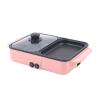 CNCEST 2 in 1 Portable Electric Hot Pot Barbecue Grill Non-Stick Teppanyaki Pan 110V Indoor Hotpot Grill Korean BBQ Combo (Pink) view 1