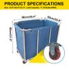 11.35 Bushel Industrial Rolling Laundry Cart,Laundry Basket Bulk Truck Commercial Household,Large Heavy Duty Laundry hampers with Wheels,35.4''Lx25.6''WX31.5''H,400L view 2
