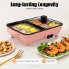 2-in-1 Electric Grill with Hot Pot 1200W 110V, Portable Electric Hot Pot Barbecue Grill Non-Stick Teppanyaki Pan Indoor Multifunctional Hot Pot Split-Design Baking Tray (Pink) view 2