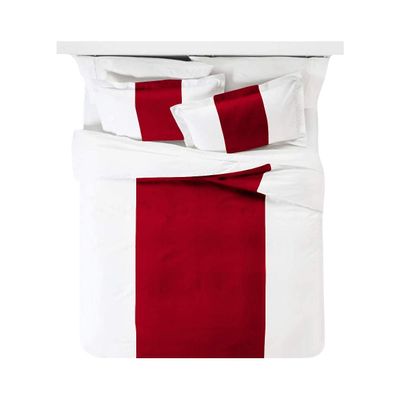 AMAY Colorbar 3 Piece Duvet Cover Set 100% Egyptian Cotton 500 Thread Count with Zipper Closure (1 Duvet Cover 2 Pillow Shams) California Queen Red Solid