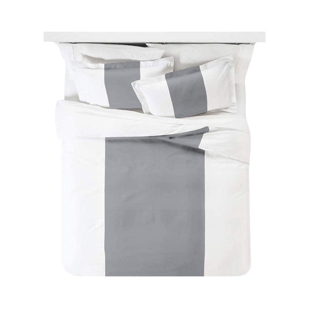 AMAY Colorbar 3 Piece Duvet Cover Set 100% Egyptian Cotton 500 Thread Count with Zipper Closure (1 Duvet Cover 2 Pillow Shams) Queen Silver Grey Solid
