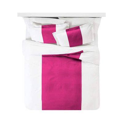 AMAY Colorbar 3 Piece Duvet Cover Set 100% Egyptian Cotton 500 Thread Count with Zipper Closure (1 Duvet Cover 2 Pillow Shams) Alaska Hot Pink Solid