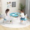 Costzon Kids Table and Chair Set, Wood Activity Table w/Center Mesh Storage, Children Furniture Gift for Boys & Girls, Ideal for Arts, Crafts, Snack Time, Homework, Toddler Table and Chair Set, Blue view 2