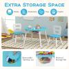 Costzon Kids Table and Chair Set, Wood Activity Table w/Center Mesh Storage, Children Furniture Gift for Boys & Girls, Ideal for Arts, Crafts, Snack Time, Homework, Toddler Table and Chair Set, Blue view 3