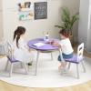 Costzon Kids Table and Chair Set, Wood Activity Table w/Center Mesh Storage, Children Furniture Gift for Boys & Girls, Ideal for Arts, Crafts, Snack Time, Homework, Toddler Table and Chair Set, Purple view 2