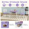 Costzon Kids Table and Chair Set, Wood Activity Table w/Center Mesh Storage, Children Furniture Gift for Boys & Girls, Ideal for Arts, Crafts, Snack Time, Homework, Toddler Table and Chair Set, Purple view 3