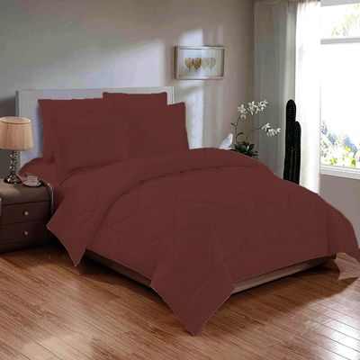 100% Organic Cotton 5 Piece Down Alternative Comforter Set 500 GSM King/Cal-King | Plum Decorative Diamond Pattern Best Comforter Collection-1 Box Stitched Comforter with 4 Pillow Shams