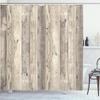 Ambesonne Rustic Shower Curtain, Picture of Smooth Oak Wood Texture in Old Fashion Retro Horizontal Nature Design, Cloth Fabric Bathroom Decor Set with Hooks, 69" W x 84" L, Dark Eggshell view 1