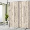 Ambesonne Rustic Shower Curtain, Picture of Smooth Oak Wood Texture in Old Fashion Retro Horizontal Nature Design, Cloth Fabric Bathroom Decor Set with Hooks, 69" W x 84" L, Dark Eggshell view 4