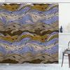 Ambesonne Aquatic Shower Curtain, Conceptual Ocean Themed Art Hand Drawn Waves Seascape Maritime Nautical Art, Cloth Fabric Bathroom Decor Set with Hooks, 69" W x 84" L, Pale Coffee view 1