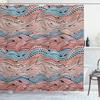 Ambesonne Aquatic Shower Curtain, Conceptual Ocean Themed Art Hand Drawn Waves Seascape Maritime Nautical Art, Cloth Fabric Bathroom Decor Set with Hooks, 69" W x 84" L, Pale Salmon view 1