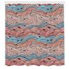 Ambesonne Aquatic Shower Curtain, Conceptual Ocean Themed Art Hand Drawn Waves Seascape Maritime Nautical Art, Cloth Fabric Bathroom Decor Set with Hooks, 69" W x 84" L, Pale Salmon view 2