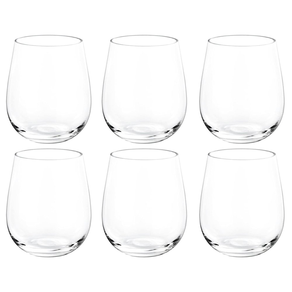 KOXIN-KARLU Classic 18-ounce Acrylic Stemless Wine Glasses, Unbreakable Mixed Drinkware Plastic Tumbler, set of 6 Clear