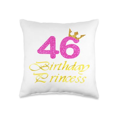 46th Birthday Princess Cute Art For Girl Women 46 Years Old Throw Pillow