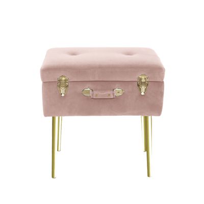 Noori Rug Home - Lux Collection Modern Dove Rectangle Pink Velvet Storage Stool - 20x13.5x19 - Livingroom,Bedroom, Kid's Room, Nursery, Medium