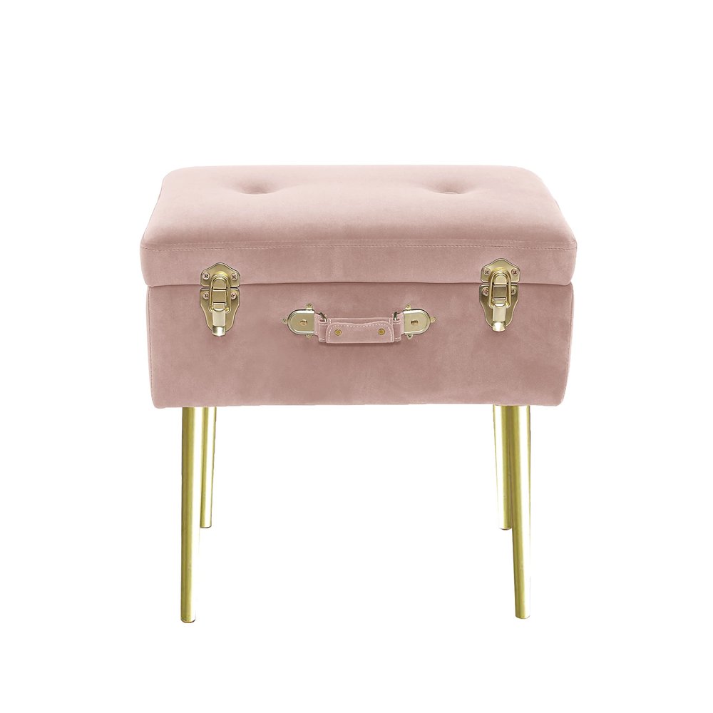 Noori Rug Home - Lux Collection Modern Dove Rectangle Pink Velvet Storage Stool - 20x13.5x19 - Livingroom,Bedroom, Kid's Room, Nursery, Medium