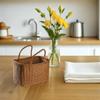 IMIKEYA Plastic Woven Picnic Basket with Handle - Woven Shopping Basket 14.7x7.7x6.7 Inch Store Container for Fruits Food Flowers Bread Organizer view 2