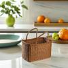 IMIKEYA Plastic Woven Picnic Basket with Handle - Woven Shopping Basket 14.7x7.7x6.7 Inch Store Container for Fruits Food Flowers Bread Organizer view 4