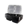 33oz 3 Compartment Rectangular Meal Prep Containers with Lids Black, Reusable Bento Box, Food Storage Containers | BPA Free | Stackable | Lunch Boxes, Microwave/Dishwasher/Freezer Safe (100) view 1
