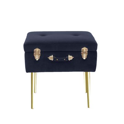 Noori Home - Lux Collection Modern Dove Rectangle Navy Velvet Storage Stool - 20x13.5x19 - Livingroom,Bedroom, Kid's Room, Nursery