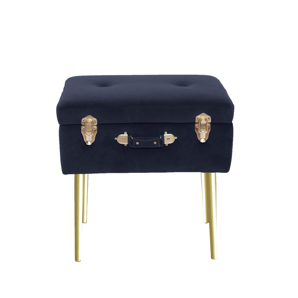 Noori Home - Lux Collection Modern Dove Rectangle Navy Velvet Storage Stool - 20x13.5x19 - Livingroom,Bedroom, Kid's Room, Nursery