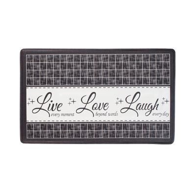 ACHIM Anti-Fatigue Floor Comfort Mat - 18 x 30 Inch (Live, Love, Laugh Charcoal) - Waterproof Non-Slip Rug - Easy to Clean Cushioned Mat for Kitchen, Bathroom, Standing Desk & Office Home Decor