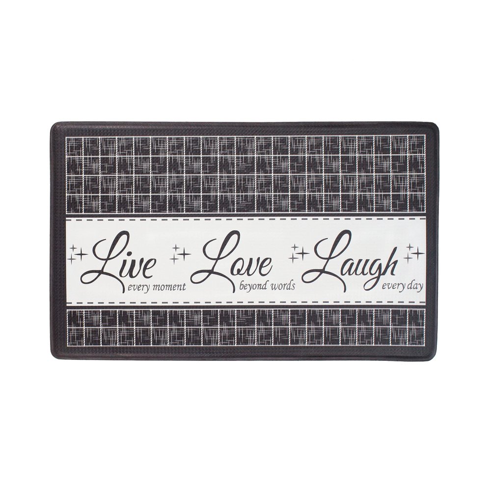 ACHIM Anti-Fatigue Floor Comfort Mat - 18 x 30 Inch (Live, Love, Laugh Charcoal) - Waterproof Non-Slip Rug - Easy to Clean Cushioned Mat for Kitchen, Bathroom, Standing Desk & Office Home Decor