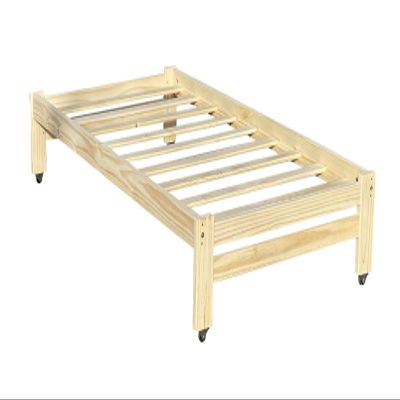 Pennsylvania Wooden Wheeled Platform Bed Solid Pine Wood Twin Size Bed with Casters Unfinished with Wooden Slats Mattress Support/No Box Spring Needed
